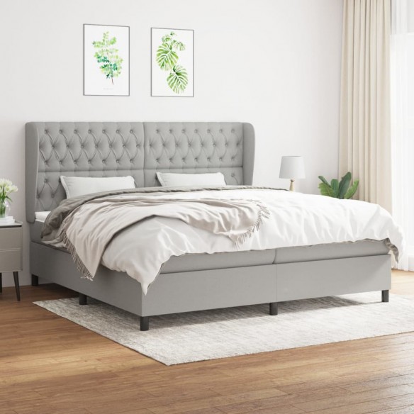 Cadre de lit avec matelas Gris clair 200x200cm Tissu