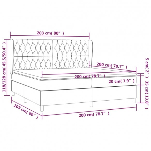 Cadre de lit avec matelas Gris clair 200x200cm Tissu