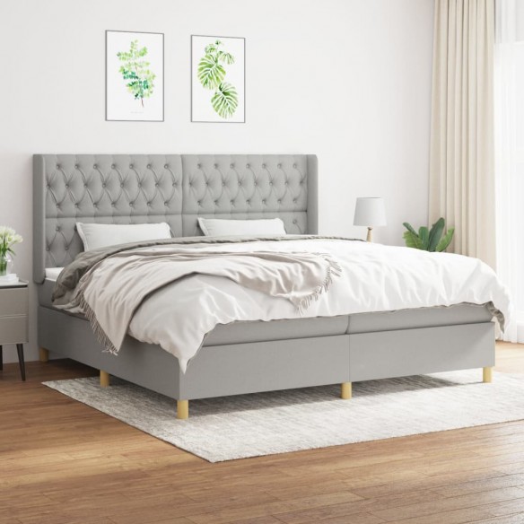 Cadre de lit avec matelas Gris clair 200x200cm Tissu