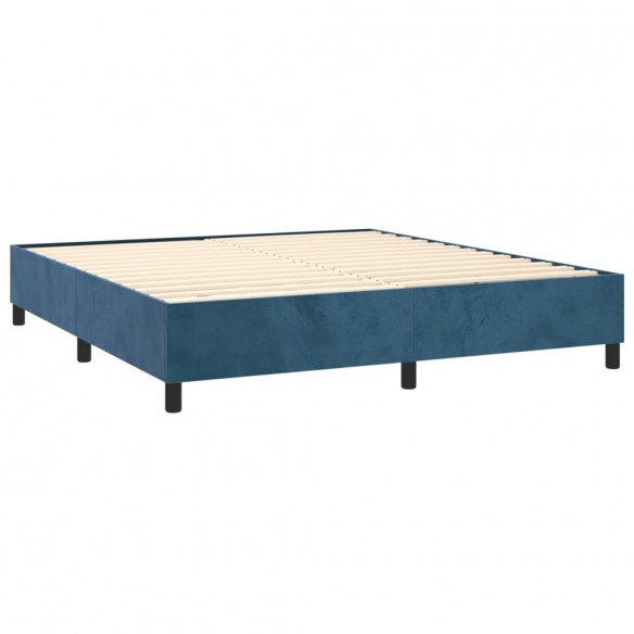 Cadre de lit et matelas Bleu foncé 180x200cm Velours