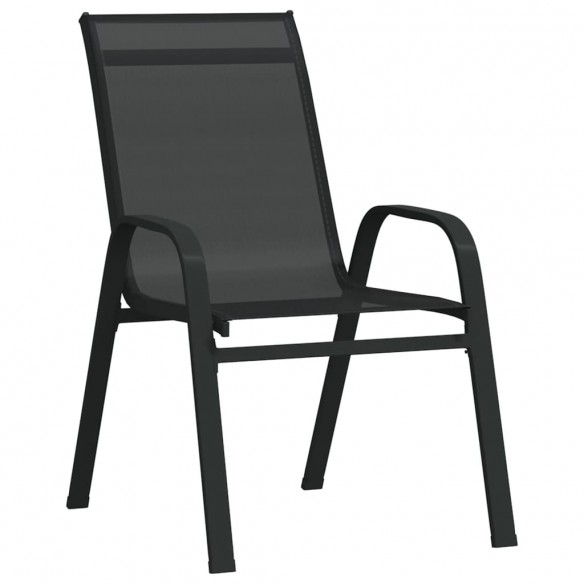 Chaises empilables de jardin 4 pcs Noir Tissu textilène