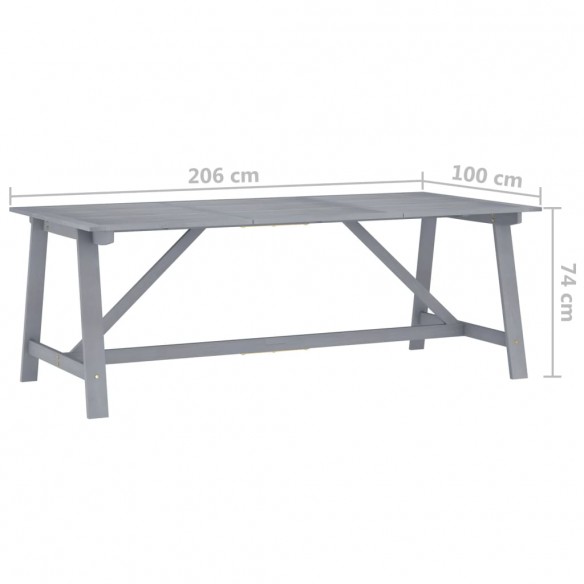 Table à dîner de jardin Gris 206x100x74 cm Bois d'acacia massif