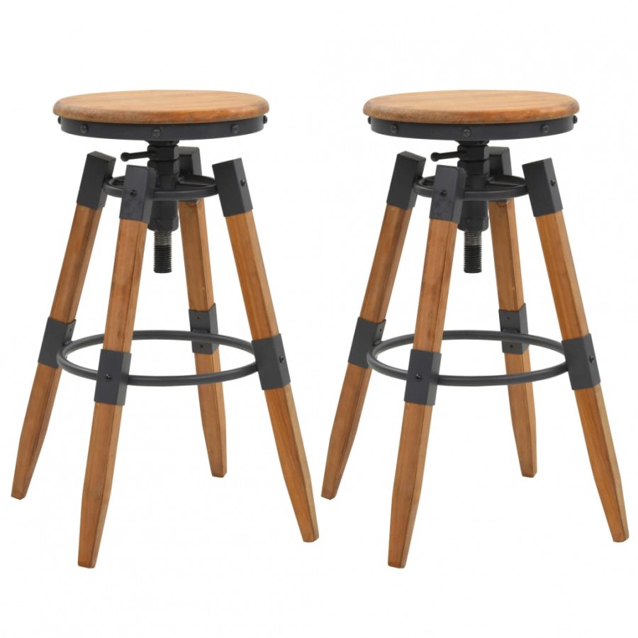 Tabourets de bar lot de 2 bois de sapin solide