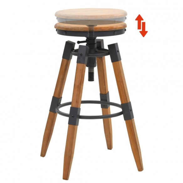 Tabourets de bar lot de 2 bois de sapin solide