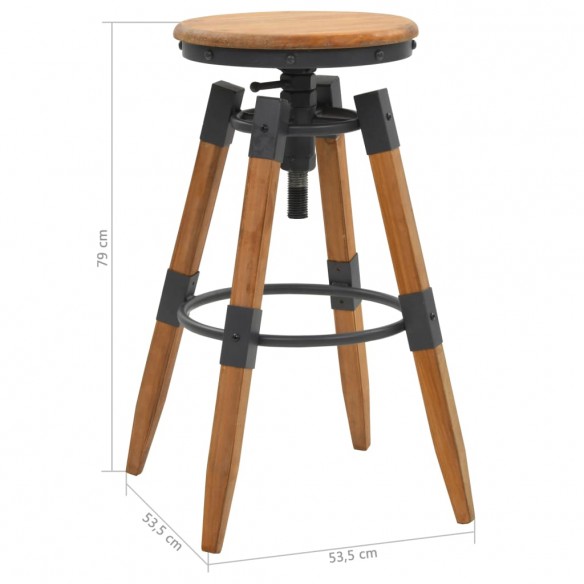 Tabourets de bar lot de 2 bois de sapin solide