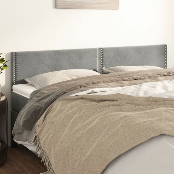 Têtes de lit 2 pcs Gris clair 100x5x78/88 cm Velours