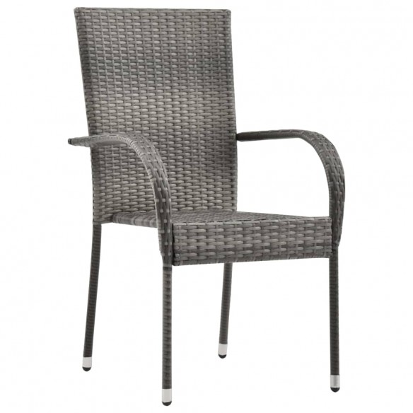 Chaises empilables d'extérieur 2 pcs Gris Résine tressée