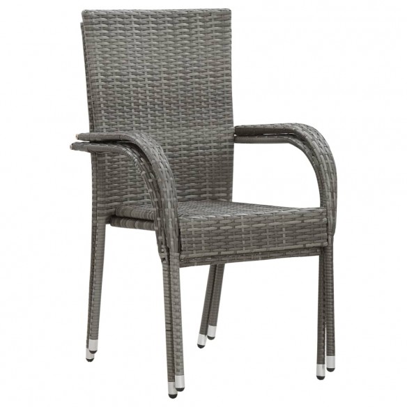 Chaises empilables d'extérieur 2 pcs Gris Résine tressée