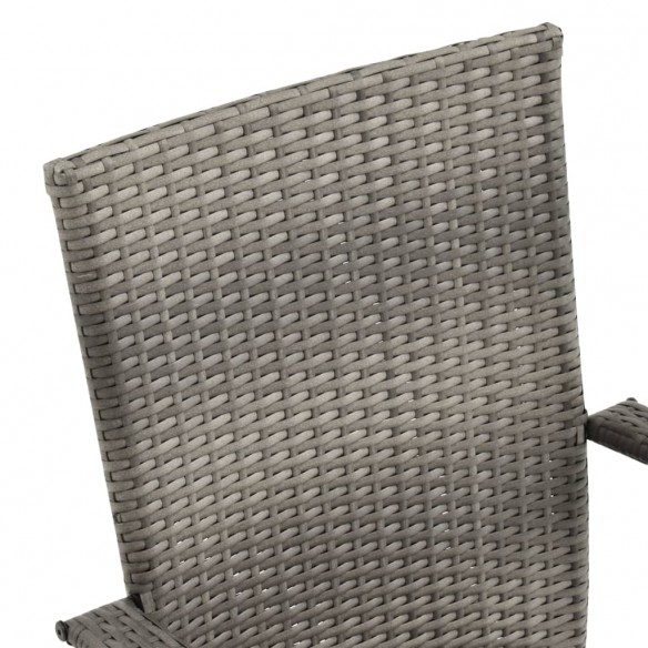 Chaises empilables d'extérieur 2 pcs Gris Résine tressée