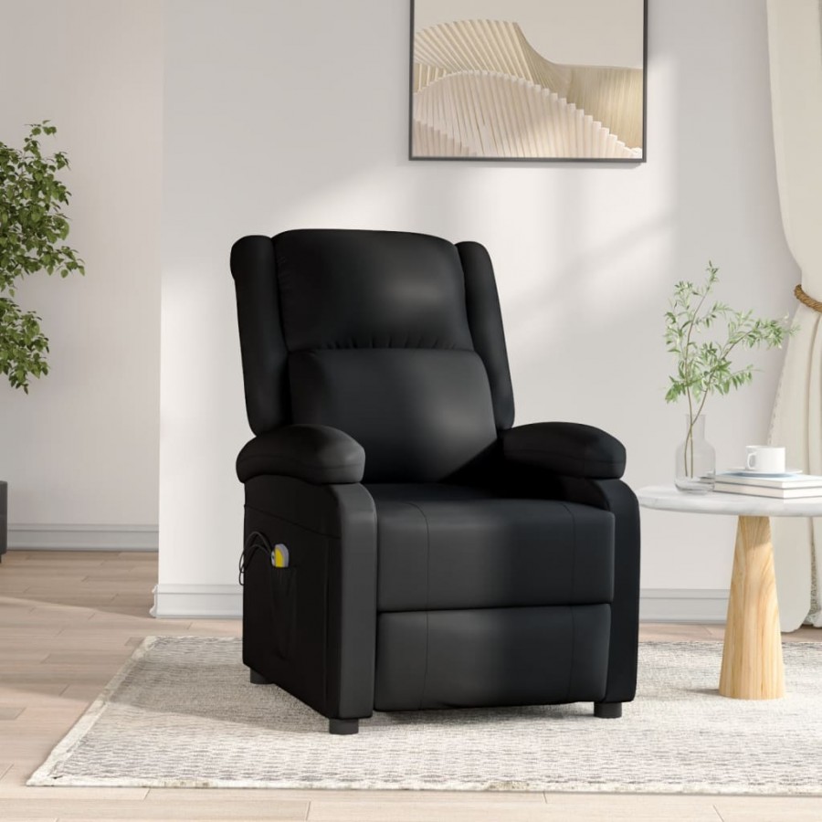 Fauteuil électrique de massage Noir Similicuir