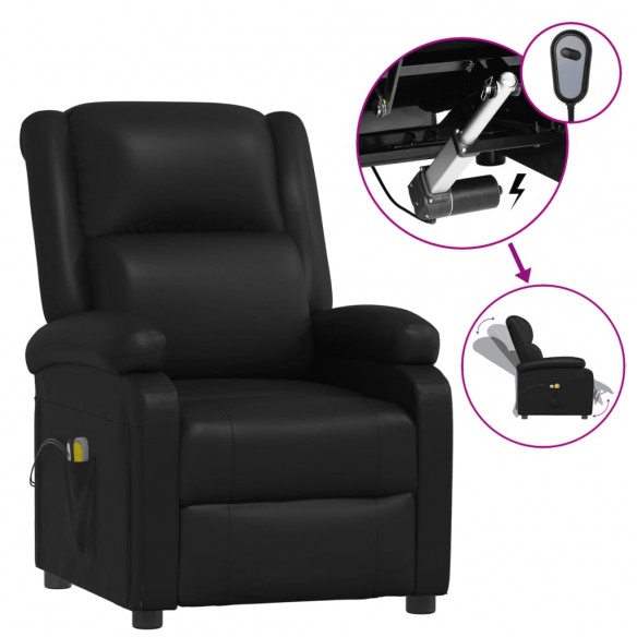 Fauteuil électrique de massage Noir Similicuir