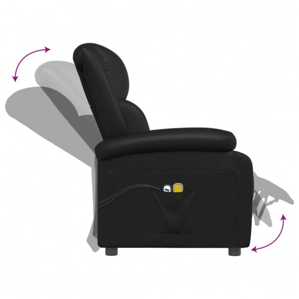 Fauteuil électrique de massage Noir Similicuir