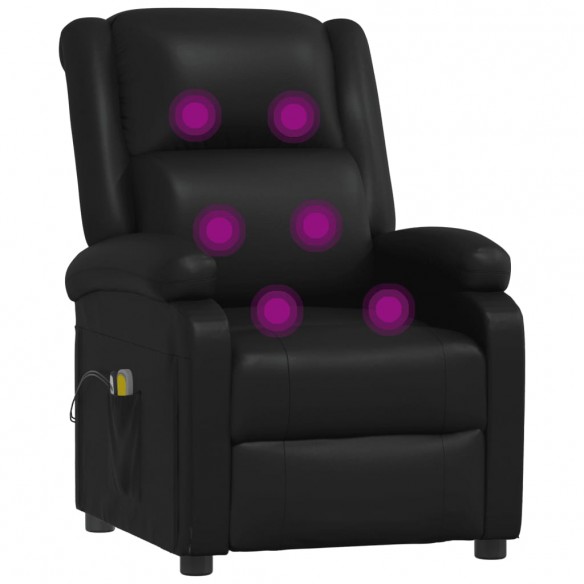 Fauteuil électrique de massage Noir Similicuir