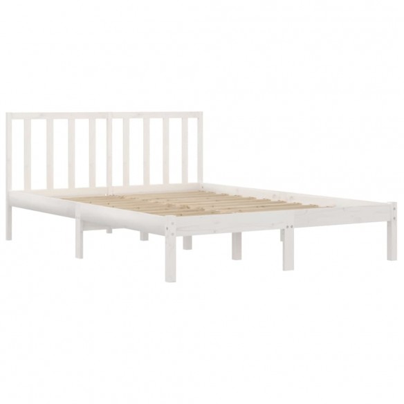 Cadre de lit Blanc Bois de pin massif 140x190 cm