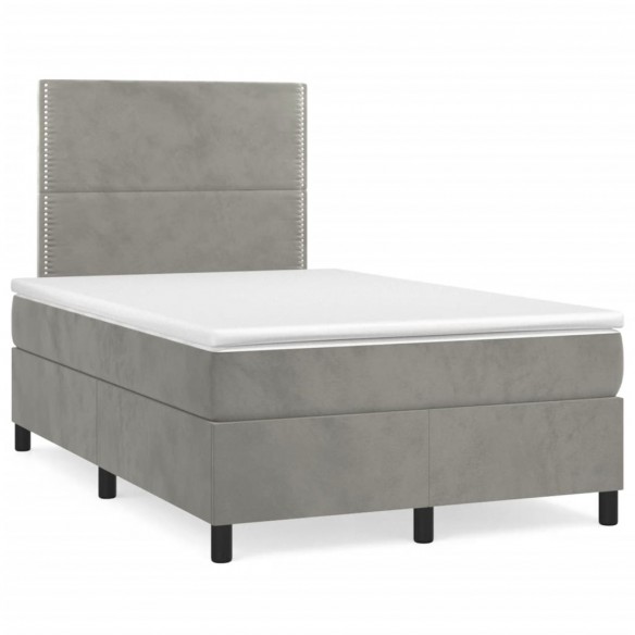 Cadre de lit et matelas Gris clair 120x200cm Velours