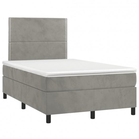 Cadre de lit et matelas Gris clair 120x200cm Velours