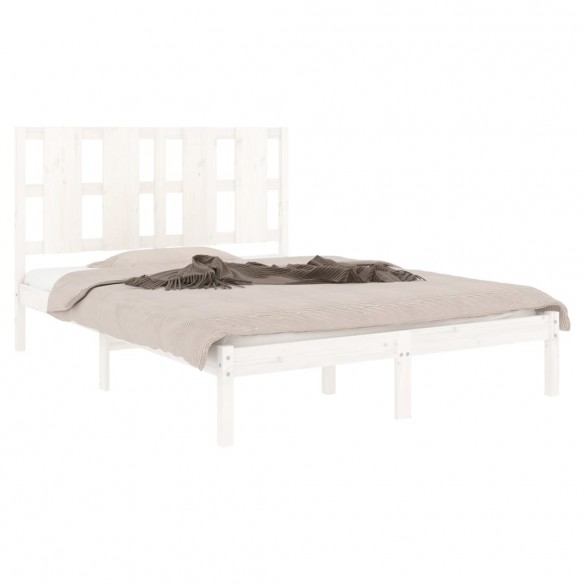 Cadre de lit Blanc Bois de pin massif 140x190 cm