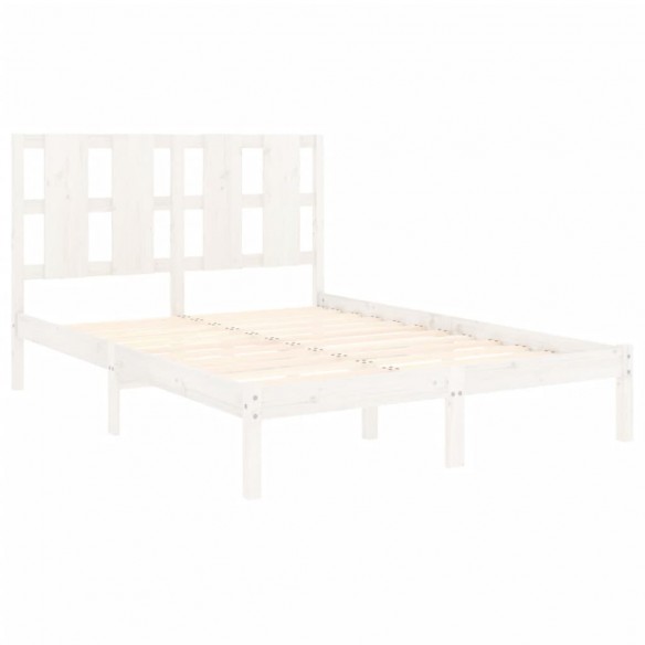 Cadre de lit Blanc Bois de pin massif 140x190 cm