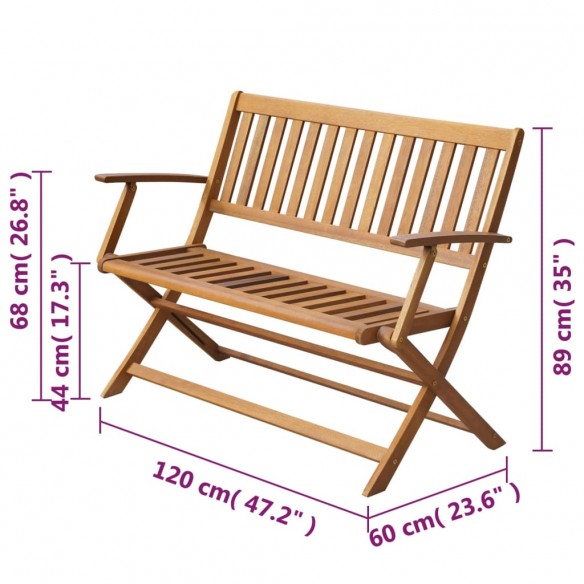 Banc de jardin 120 cm Bois d'acacia solide