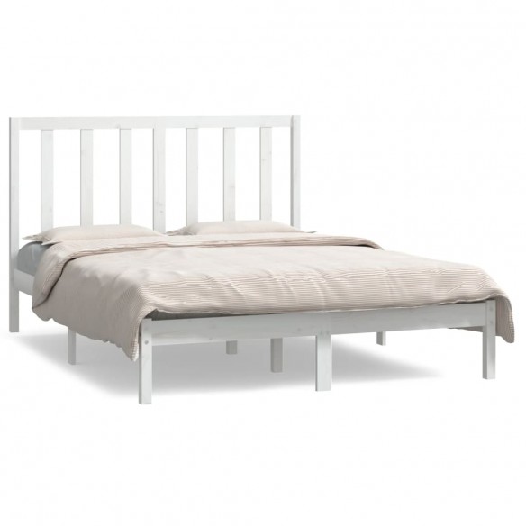 Cadre de lit Blanc Bois de pin massif 140x190 cm