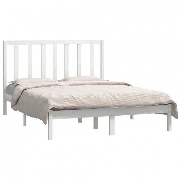 Cadre de lit Blanc Bois de pin massif 140x190 cm