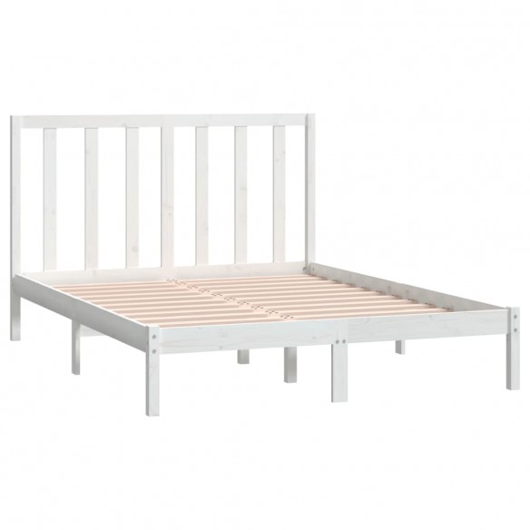 Cadre de lit Blanc Bois de pin massif 140x190 cm