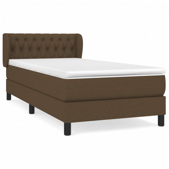 Cadre de lit avec matelas Marron foncé 100x200 cm