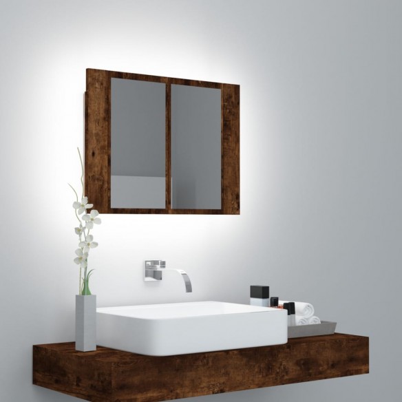 Armoire à miroir LED Chêne fumé 60x12x45 cm Bois d'ingénierie