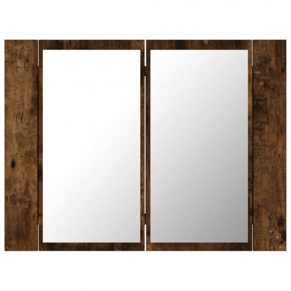 Armoire à miroir LED Chêne fumé 60x12x45 cm Bois d'ingénierie