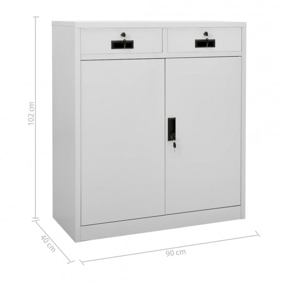 Armoire de bureau avec jardinière Gris clair 90x40x125 cm Acier