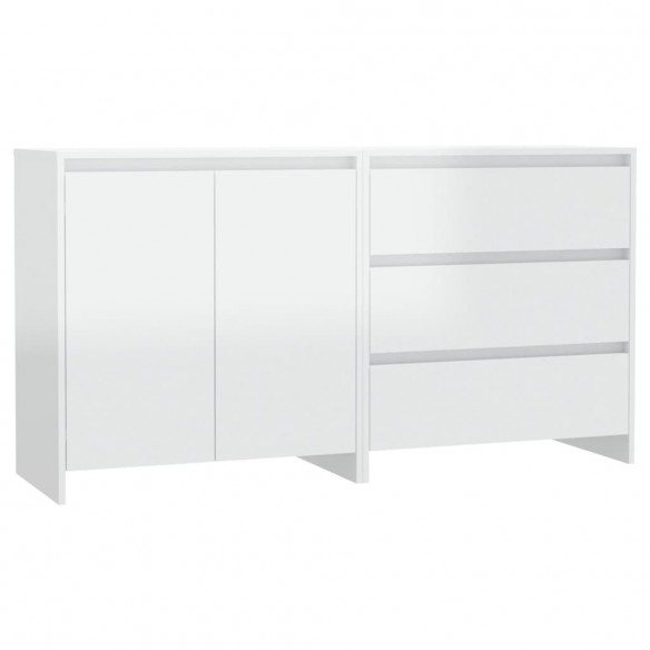 Buffets 2 pcs Blanc brillant Bois d'ingénierie