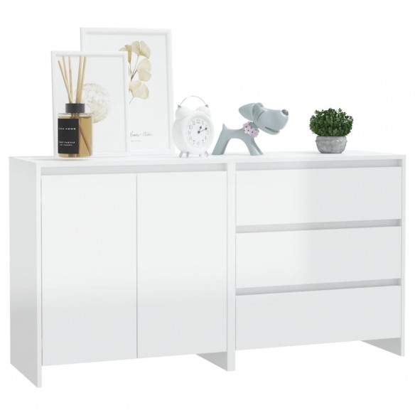 Buffets 2 pcs Blanc brillant Bois d'ingénierie