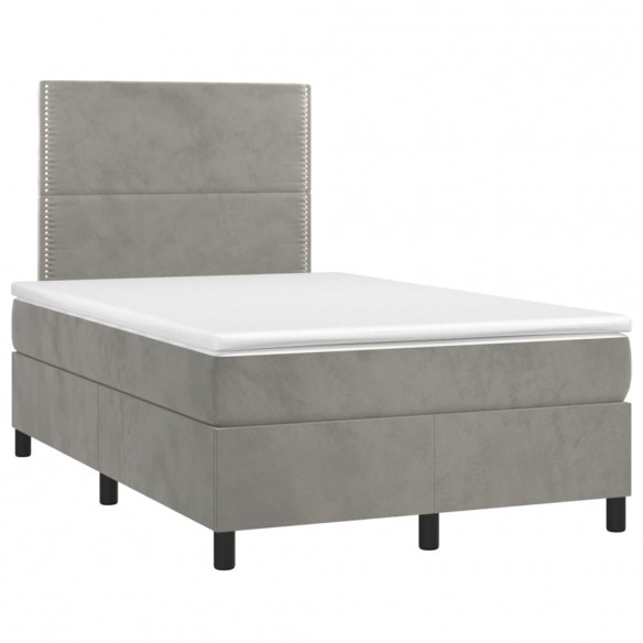 Cadre de lit matelas et LED Gris clair 120x200 cm