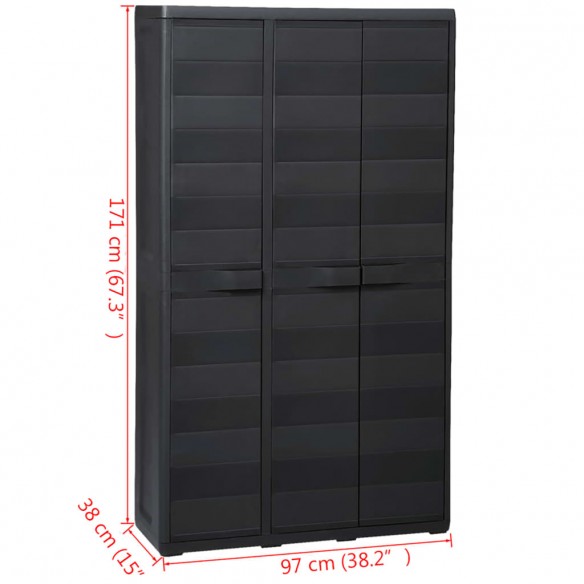 Armoire de rangement de jardin avec 4 étagères Noir