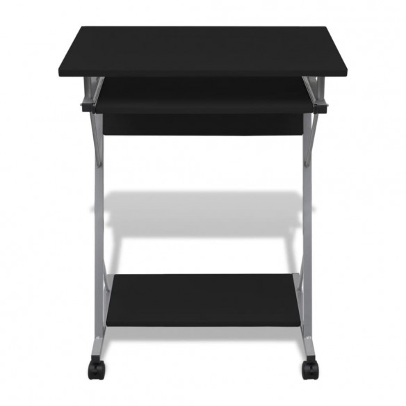 Bureau d'ordinateur compact avec plateau à clavier Noir