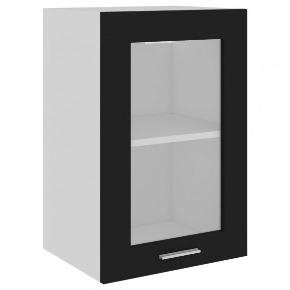 Armoire en verre suspendue Noir 40x31x60 cm Aggloméré