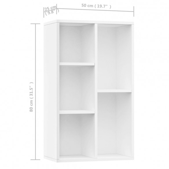 Bibliothèque/Buffet Blanc 50x25x80 cm Aggloméré