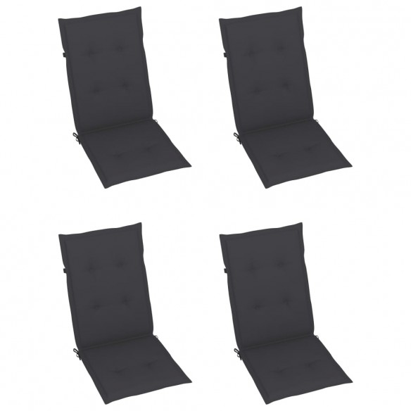 Chaises de jardin 4 pcs avec coussins anthracite Bois de teck