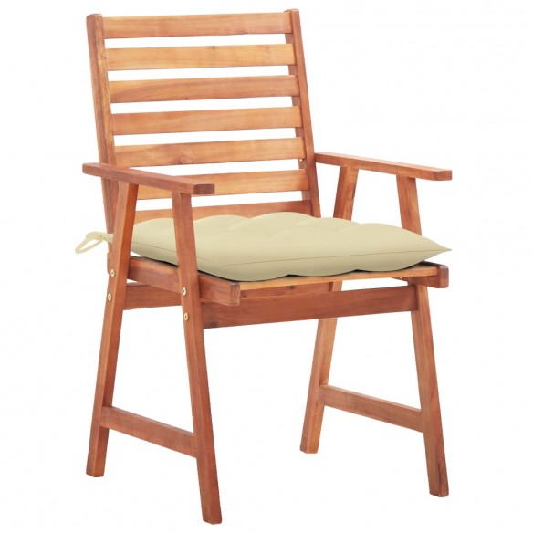 Chaises à dîner d'extérieur 2 pcs avec coussins Acacia massif