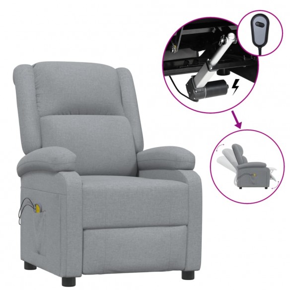 Fauteuil électrique de massage Gris clair Tissu