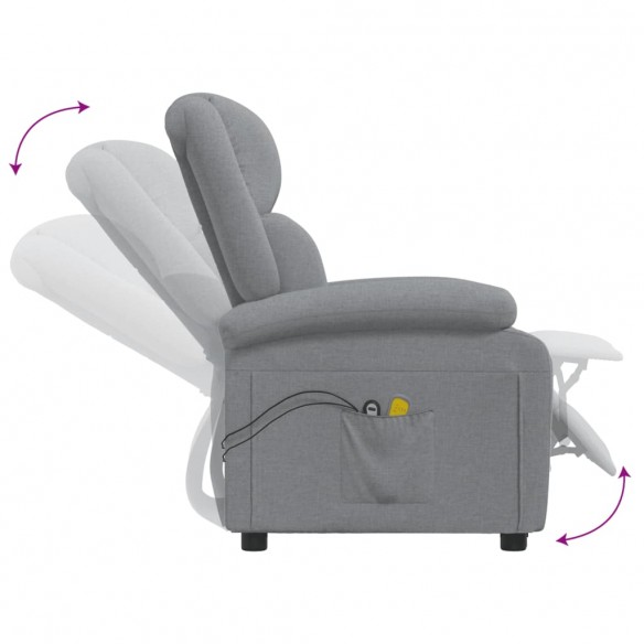 Fauteuil électrique de massage Gris clair Tissu