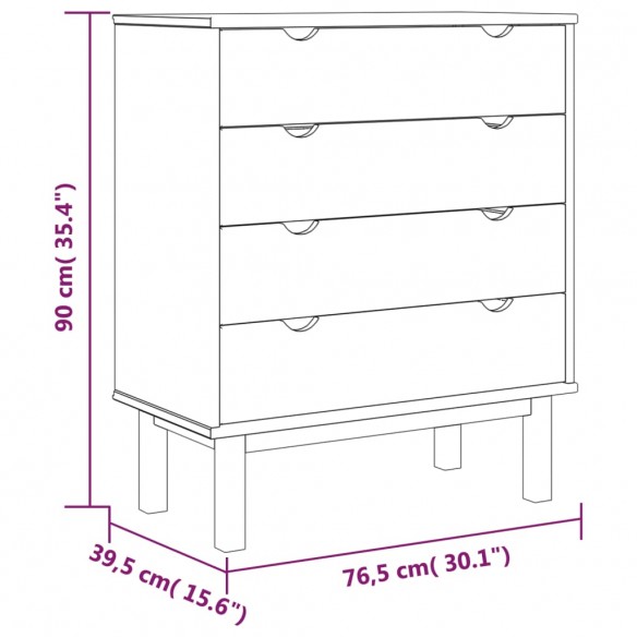 Commode OTTA Marron et gris 76,5x39,5x90 cm Bois de pin massif