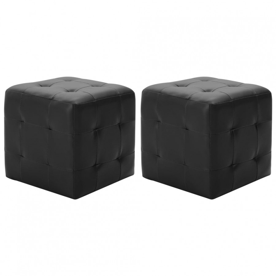 Poufs 2 pcs Noir 30 x 30 x 30 cm Similicuir