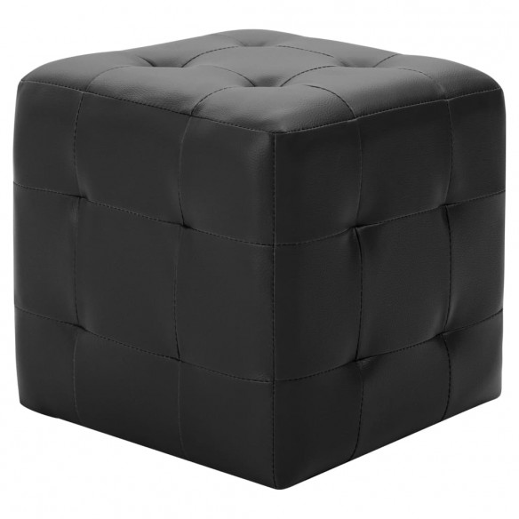 Poufs 2 pcs Noir 30 x 30 x 30 cm Similicuir