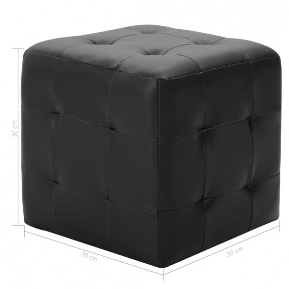 Poufs 2 pcs Noir 30 x 30 x 30 cm Similicuir