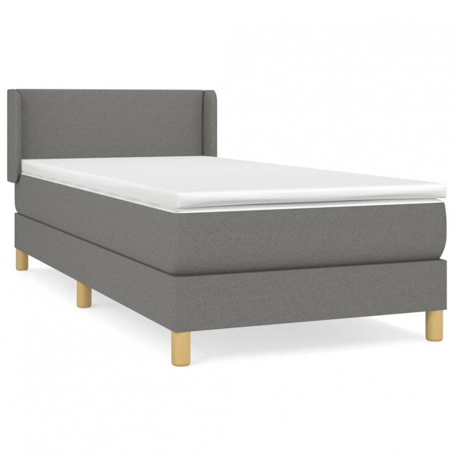 Cadre de lit avec matelas Gris foncé 80x200 cm Tissu