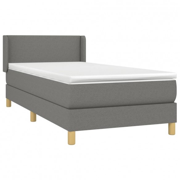 Cadre de lit avec matelas Gris foncé 80x200 cm Tissu