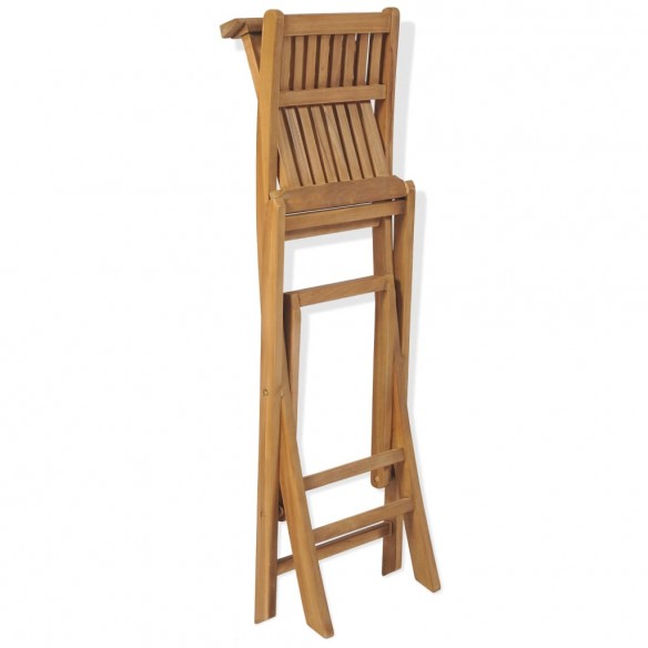 Tabourets pliables de bar d'extérieur 2 pcs Bois de teck solide