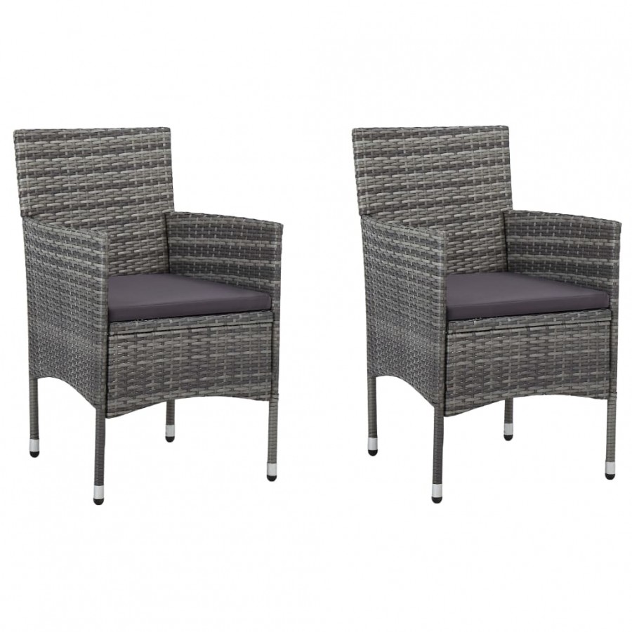 Chaises de salle à manger de jardin 2 pcs Résine tressée Gris