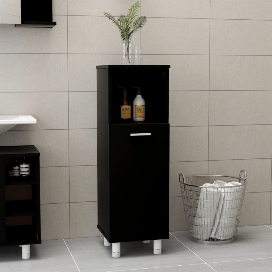 Armoire de salle de bain Noir 30x30x95 cm Aggloméré